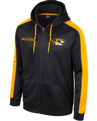 Mizzou Tigers Colosseum Full Zip Reese Oval Tiger Head Black Sweatshirt Hooded Jacket