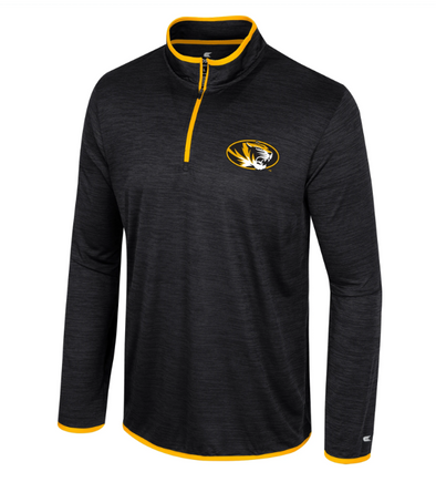 Mizzou Tigers Colosseum 1/4 Zip Oval Tiger Head Black Long Sleeve