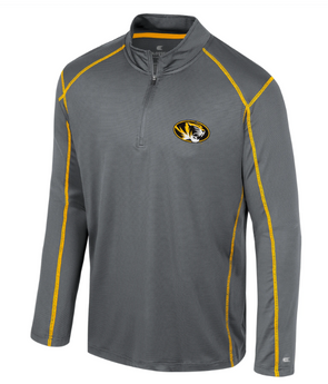 Mizzou Tigers Colosseum 1/4 Zip Cameron Striped Oval Tiger Head Long Sleeve