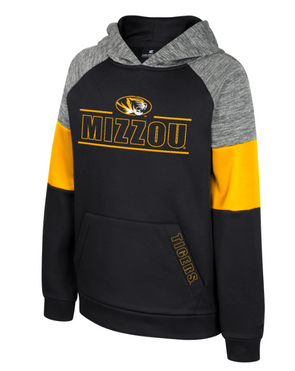 Mizzou Tigers Colosseum Youth Live Hardcore Oval Tiger Head Black and Gold Hoodie