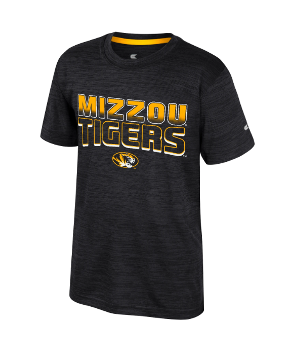 Mizzou Tigers Colosseum Youth Creative Marled Oval Tiger Head Black T-Shirt