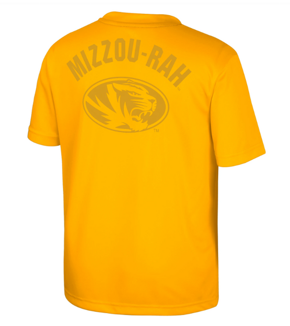 Mizzou Tigers Colosseum Youth Faded Background Oval Tiger Head Gold T-Shirt