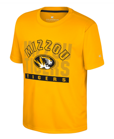 Mizzou Tigers Colosseum Youth Faded Background Oval Tiger Head Gold T-Shirt