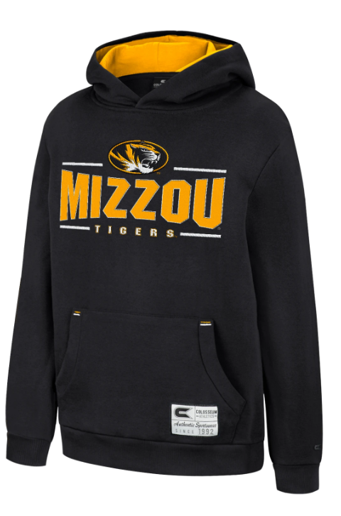 Mizzou Tigers Colosseum Youth Lead Guitarist Black Oval Tiger Head Hoodie