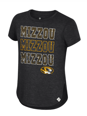 Mizzou Tigers Colosseum Youth Girls MIZZOU Oval Tiger Head Black T-Shirt