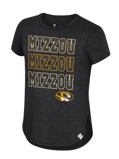 Mizzou Tigers Colosseum Youth Girls MIZZOU Oval Tiger Head Black T-Shirt