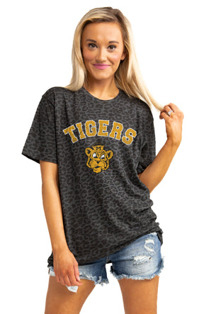 Mizzou Tigers Women's Gameday Couture Leopard Print Vault Beanie Tiger Black T-Shirt