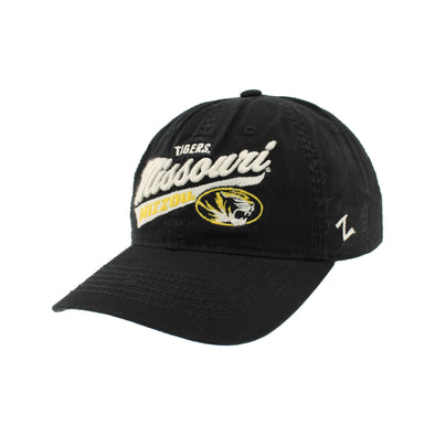 Mizzou Tigers Masters Missouri Script Oval Tiger Head Black Adjustable Hat