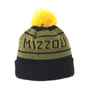 Mizzou Tigers Oval Tiger Head Source Black and Gold Knit Beanie with Pom