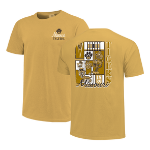 Mizzou Tigers Comfort Colors Vault Logo's Yearbook Gold T-Shirt