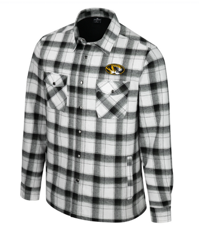 Mizzou Tigers Colosseum Oval Tiger Head Silent Majesty Plaid Snap Black and White Jacket
