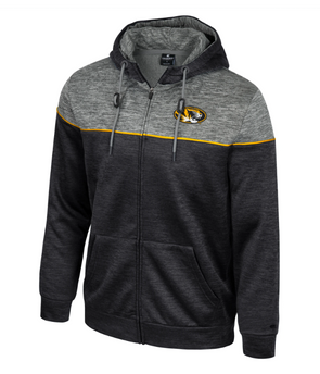Mizzou Tigers Colosseum Bonuses Full Zip Oval Tiger Head Black Sweatshirt Jacket
