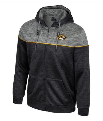 Mizzou Tigers Colosseum Bonuses Full Zip Oval Tiger Head Black Sweatshirt Jacket
