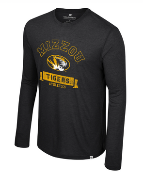Mizzou Tigers Colosseum Happiest Distressed Oval Tiger Head Black Long Sleeve