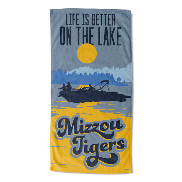 Mizzou Tigers Lake Life Boat Time Beach Towel