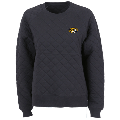 Mizzou Tigers Boxercraft Women's Quilted Oval Tiger Head Black Sweatshirt