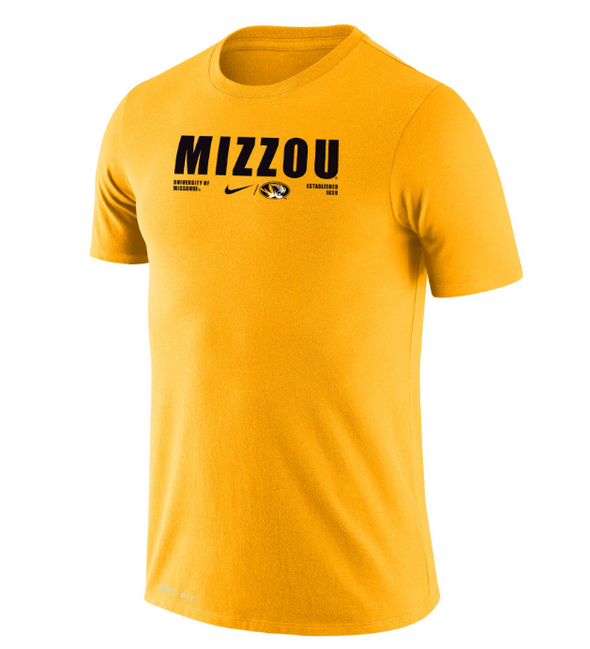 Mizzou Tigers Nike® 2023 Legend Dri-Fit Oval Tiger Head Gold T-Shirt