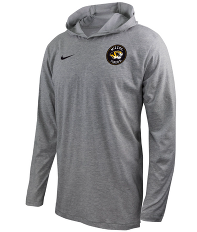 Mizzou Tigers Nike® 2023 Tiger Head Circle Grey Long Sleeve Hooded T-Shirt