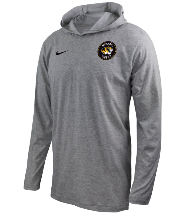 Mizzou Tigers Nike® 2023 Tiger Head Circle Grey Long Sleeve Hooded