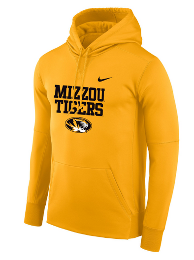 Mizzou Tigers Nike® 2023 Therma Fit Mizzou Tigers Stacked Oval Tiger Head Gold Hoodie