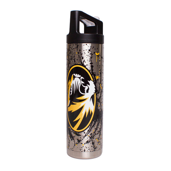 Mizzou Tigers Stainless Steel Paint Splatter Oval Tiger Head Water Bottle