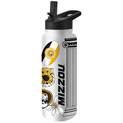 Mizzou Tigers Flip Top Assorted Logo's Quencher Water Bottle
