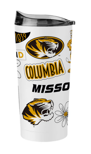 Mizzou Tigers Quencher Assorted Mizzou Logo's White Tumbler