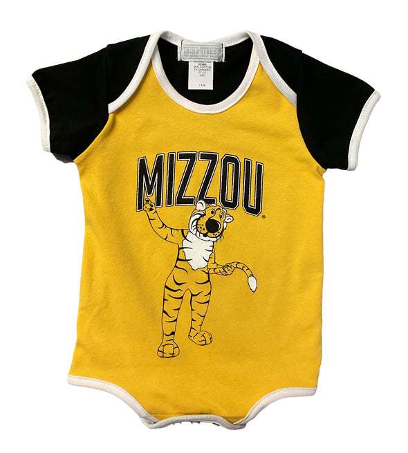 Mizzou Tigers Third Street Truman Tail Swing Black and Gold Onesie