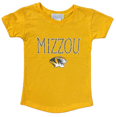 Mizzou Tigers Girls Fitted Tiger Head Gold T-Shirt