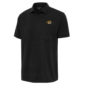 Mizzou Tigers Antigua Short Sleeve Black Dress Shirt Polo
