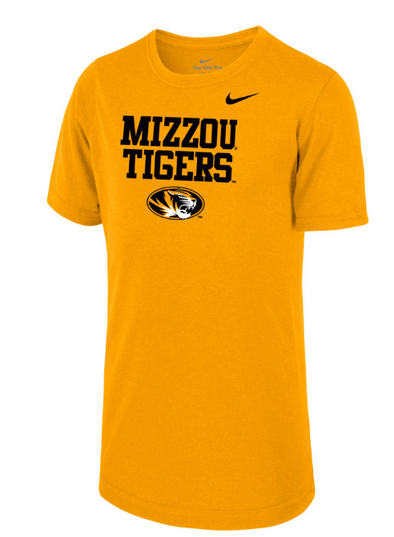 Mizzou Tigers Nike® 2023 Youth Legend Dri-Fit Oval Tiger Head Gold T-Shirt