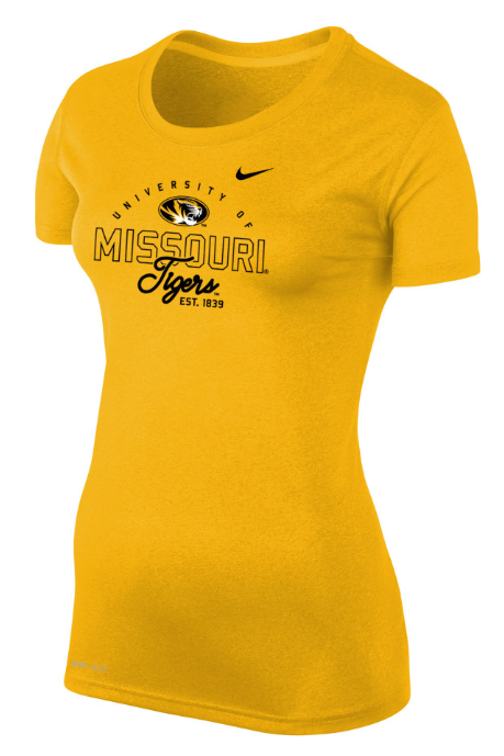 Mizzou Tigers Nike® 2023 Women's University of Missouri Oval Tiger Head Gold T-Shirt