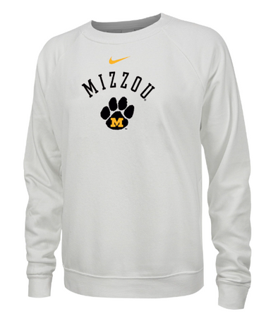 Mizzou Tigers Nike® 2023 Women's Vault M Paw Logo White Crew Neck Sweatshirt