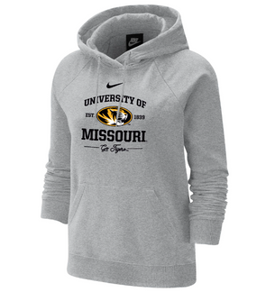 Mizzou Tigers Nike® 2023 Women's University of Missouri Oval Tiger Head Grey Hoodie