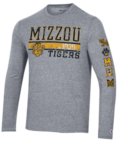 Mizzou Tigers Champion® Vault Beanie Tiger Grey Long Sleeve T-Shirt
