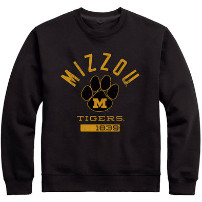 Mizzou Tigers Essential Black Vault Paw Logo Crew Sweatshirt