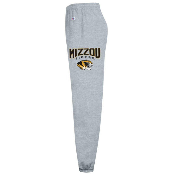 Mizzou Tigers Champion® Closed Bottom Tiger Head Grey Sweatpants