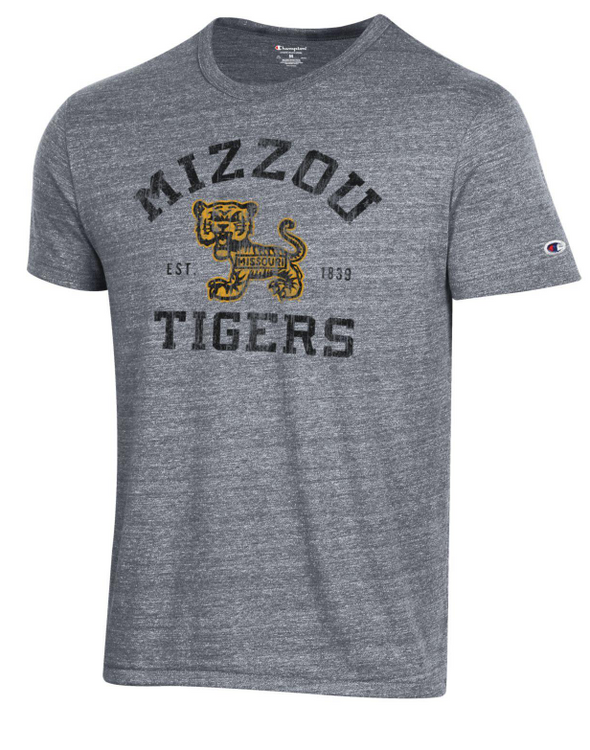 Mizzou Tigers Champion® Triblend Vault Billboard Tiger Grey T-Shirt