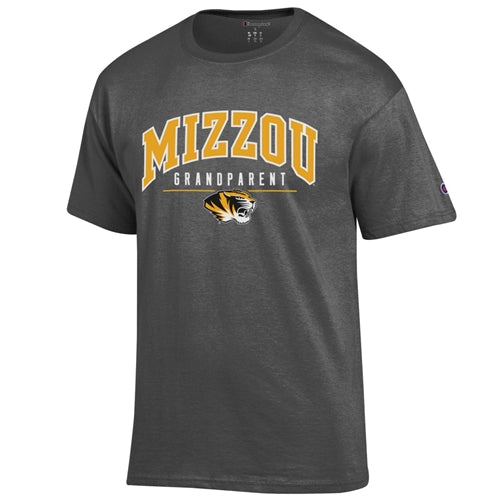 Mizzou Tigers Champion® Grandparent Tiger Head Grey T-Shirt