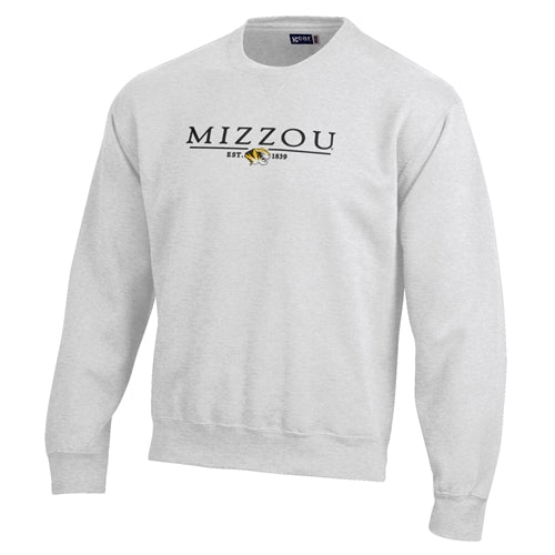 Mizzou Tigers GEAR for Sports Tiger Head Established 1839 Ash Grey Crew Sweatshirt