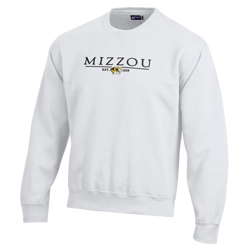 Mizzou Tigers GEAR for Sports Tiger Head Established 1839 White Crew Sweatshirt