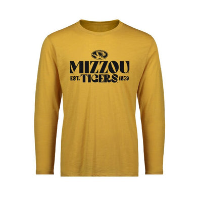 Mizzou Tigers Oval Tiger Head River Gold Long Sleeve T-Shirt