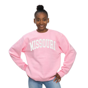 Mizzou Tigers Juniors Missouri Sport One Color Pink Crew Sweatshirt