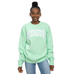 Mizzou Tigers Juniors Missouri Sport One Color Mint Green Crew Sweatshirt