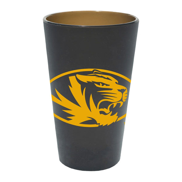 Mizzou Tigers Oval Tiger Head Silicone Black Pint Glass