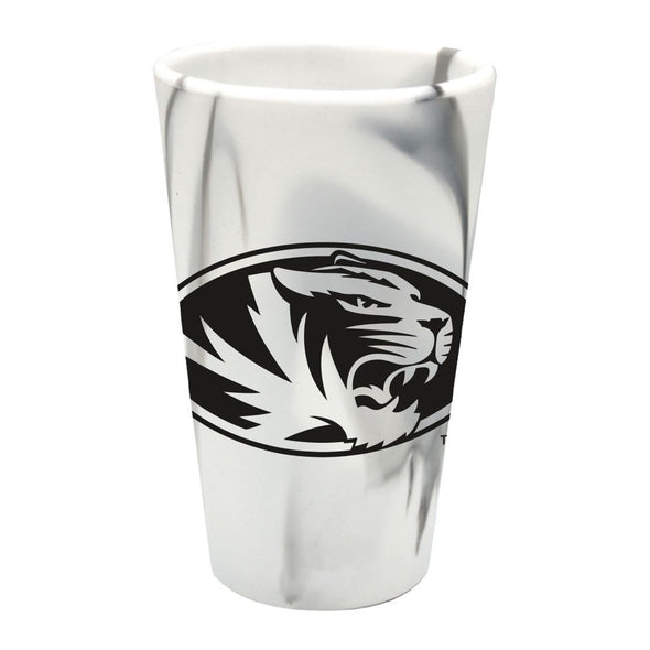 Mizzou Tigers Oval Tiger Head Silicone White and Black Pint Glass