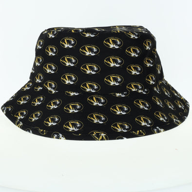 Mizzou Tigers All Over Oval Tiger Head Logo Black Bucket Hat