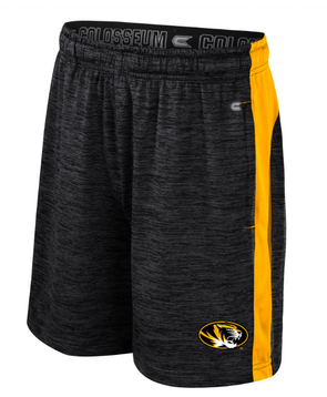 Mizzou Tigers Colosseum Youth Mayfield Oval Tiger Head Black and Gold Shorts