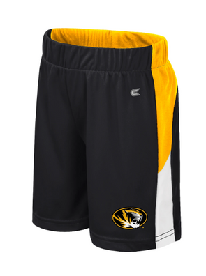 Mizzou Tigers Colosseum Toddler Upside Down Black and Gold Oval Tiger Head Shorts