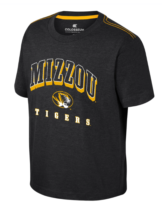 Mizzou Tigers Colosseum Youth Hawkins Oval Tiger Head Black T-Shirt